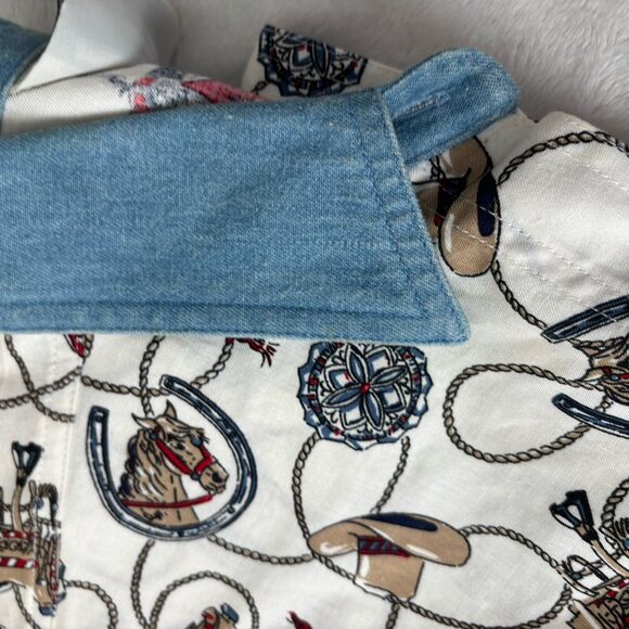 Wrangler Shirt Womens Size Small Western Wear Cowboy Boots Button Up Rodeo VTG - Picture 11 of 11